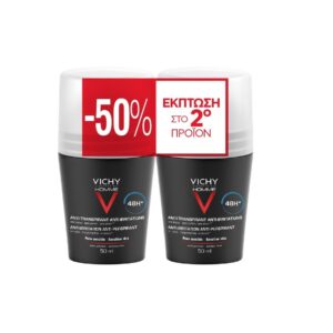 Vichy Homme Deodorant Roll-on 48h για Ευαίσθητη Επιδερμίδα (-50% στο 2ο προϊόν)